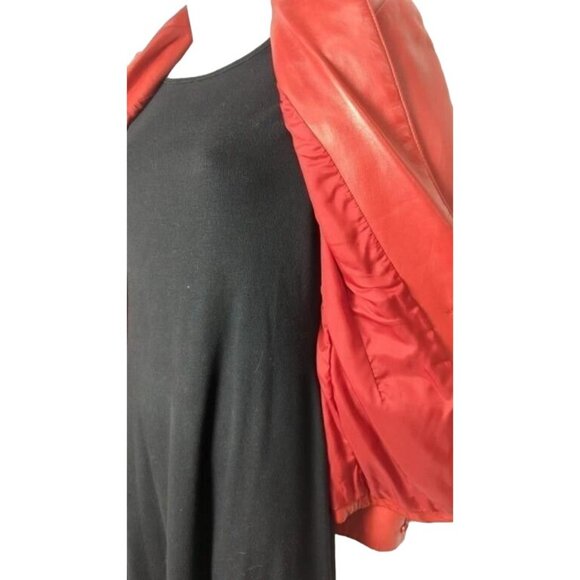 Ralph Lauren Red Leather Jacket Size 2 & Black Cotton Dress Size petite small 2 - Picture 9 of 12